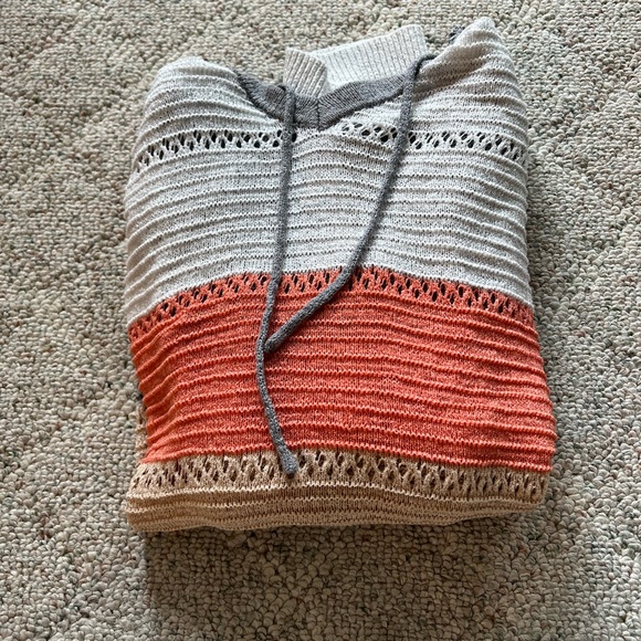 Color Block Autumn Colored Lightweight Knit Hoodie - Picture 7 of 8